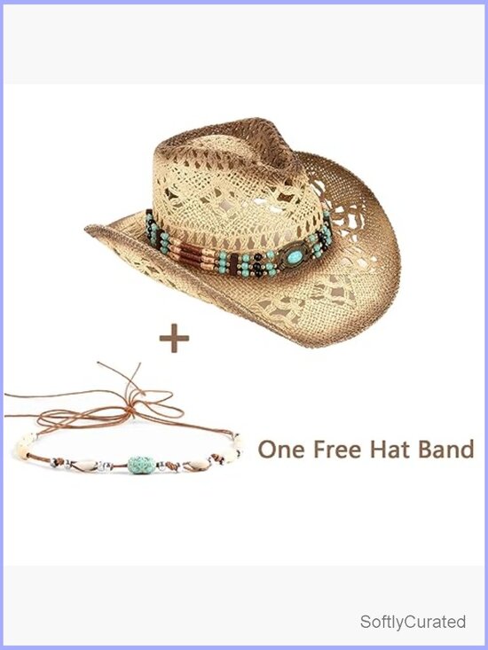 Straw Cowboy Hat with Two Decorative Bands - Handmade, Breathable Sun Hat main image 6
